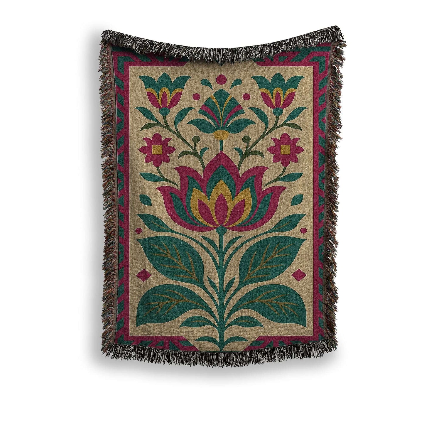 Art Deco Inspired Floral Blanket Tapestry