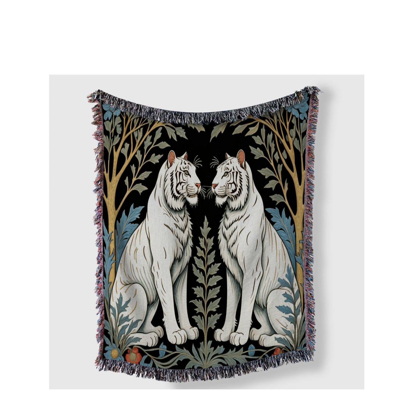 White Tiger Woven Luxury Blanket