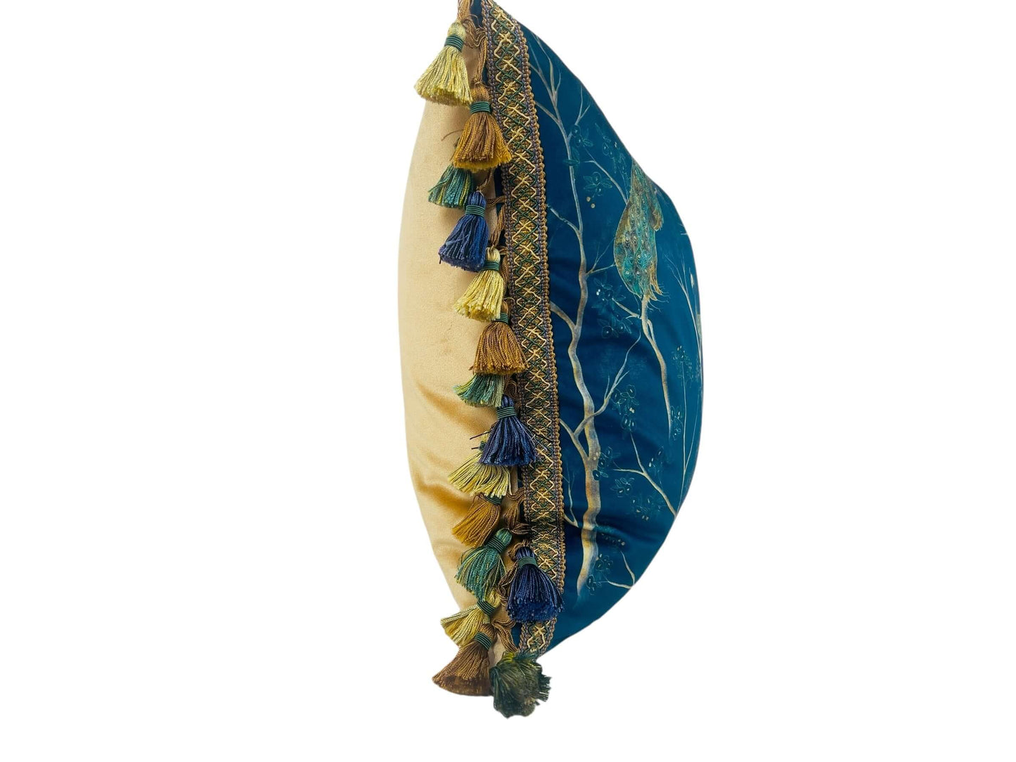Reversible Peacock Velvet Pillow Cover Made to Order | Gray
