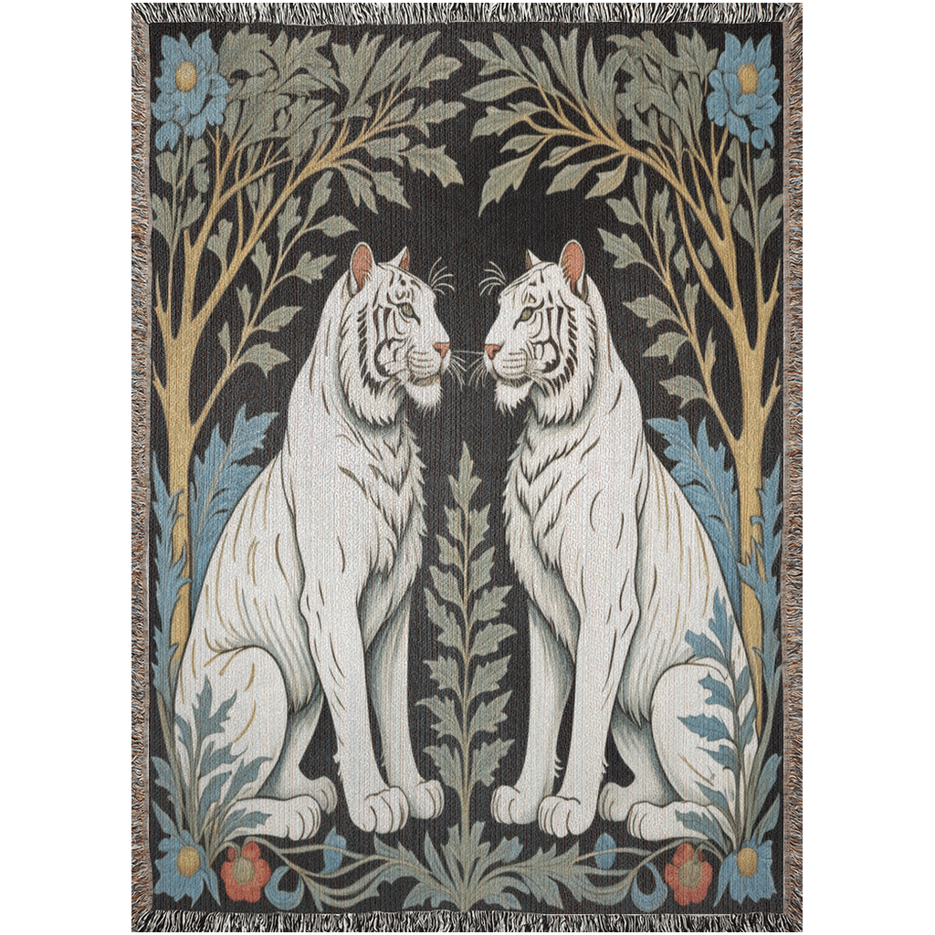 White Tiger Woven Luxury Blanket