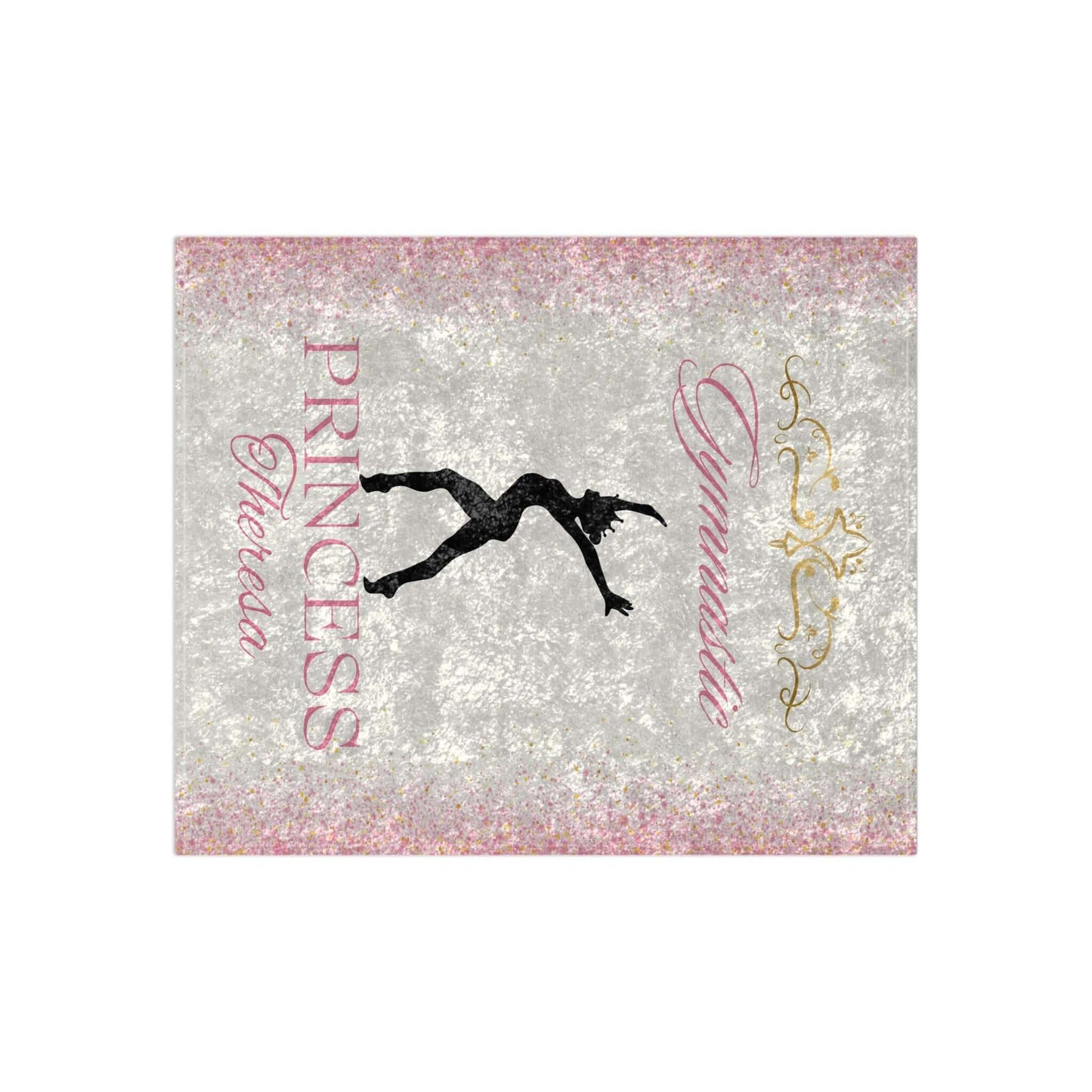Personalized Blanket for Gymnastics Girls in Crushed Velvet against a white background