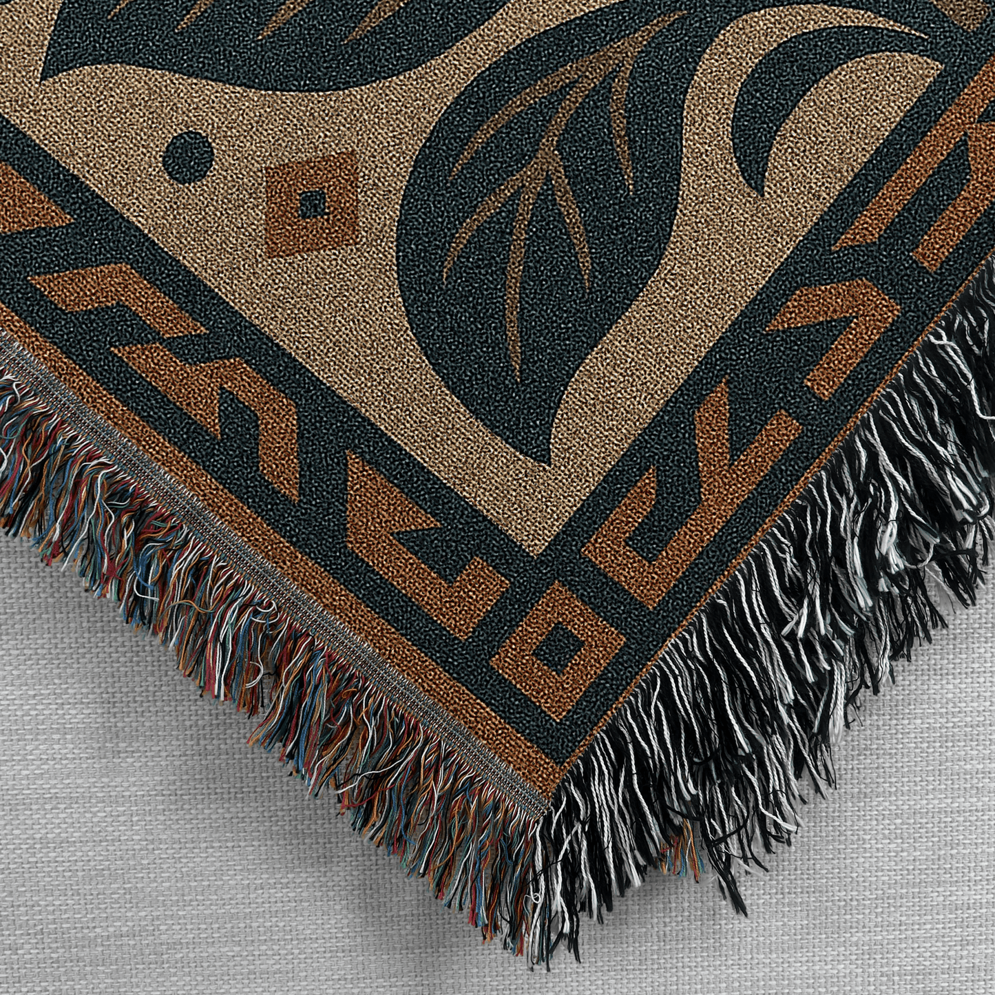 Art Deco Luxury Floral Blanket Tapestry Beige Aesthetic
