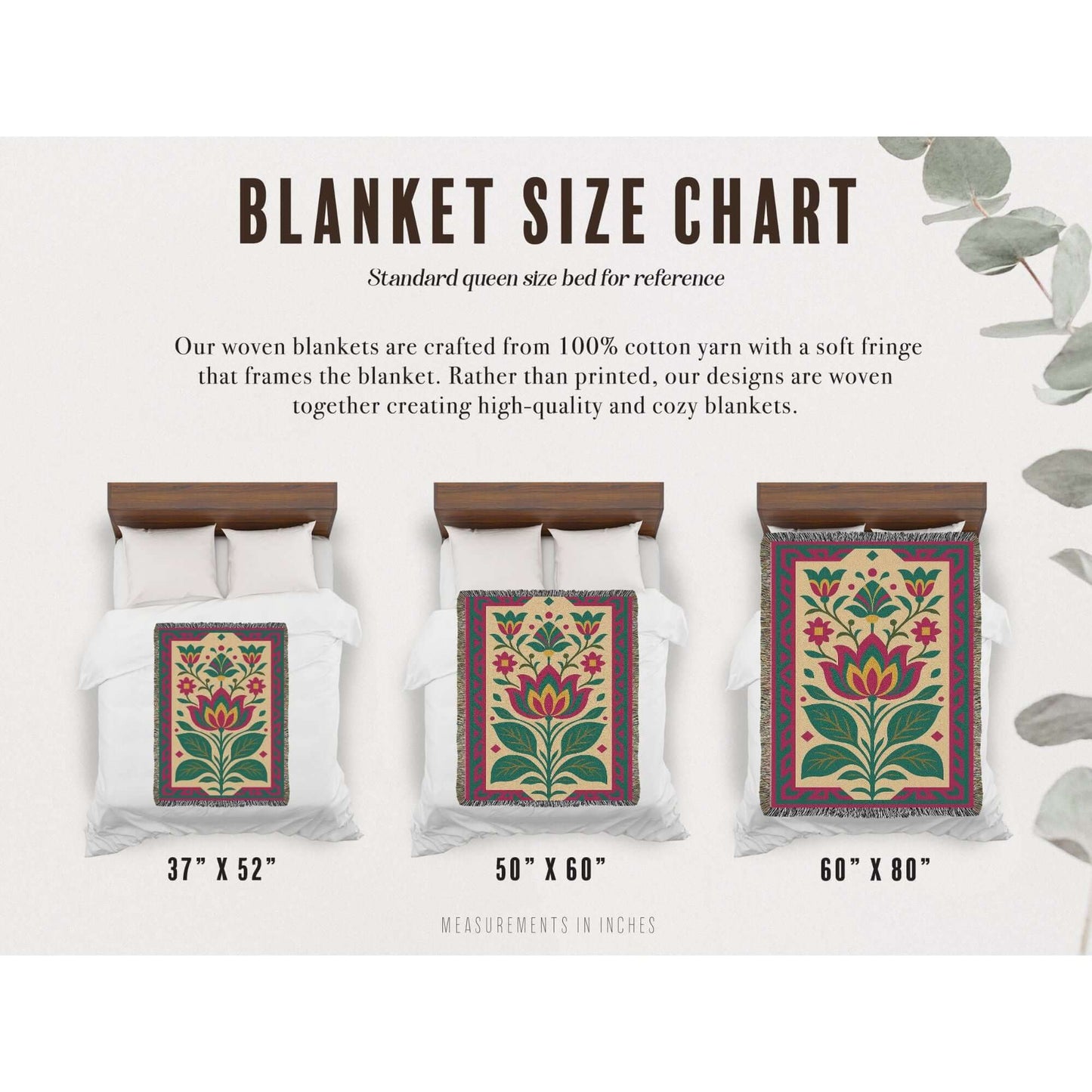 Art Deco Inspired Floral Blanket Tapestry
