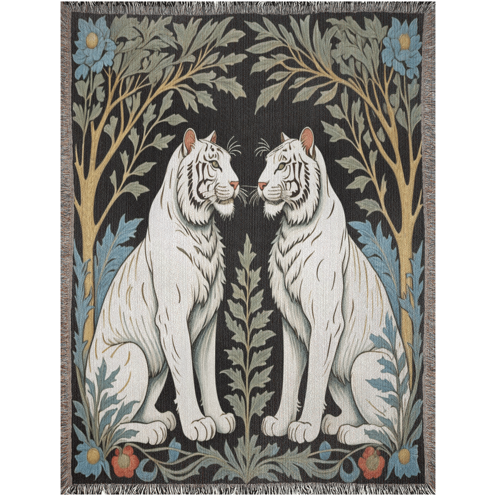 White Tiger Woven Luxury Blanket
