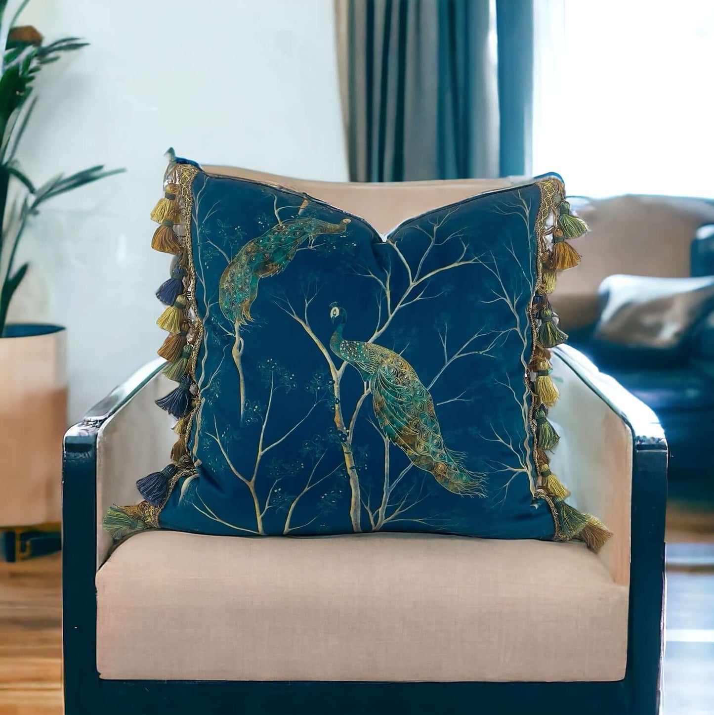 Reversible Peacock Velvet Pillow Cover Made to Order | Gray