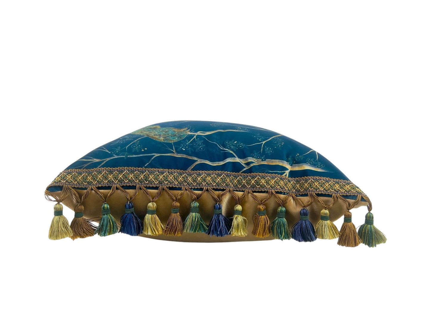 Reversible Peacock Velvet Pillow Cover Made to Order | Gray