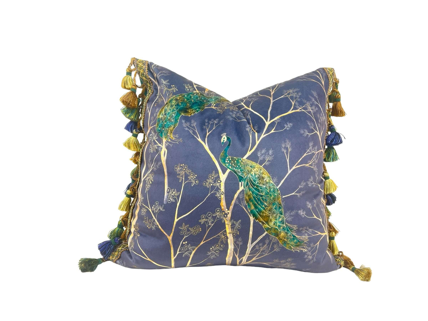 Reversible Peacock Velvet Pillow Cover Made to Order | Gray