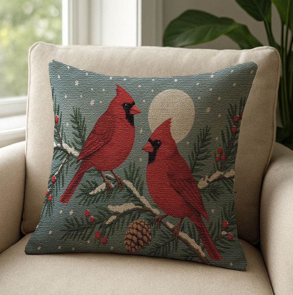 Cardinal Winter Scene Woven Blanket