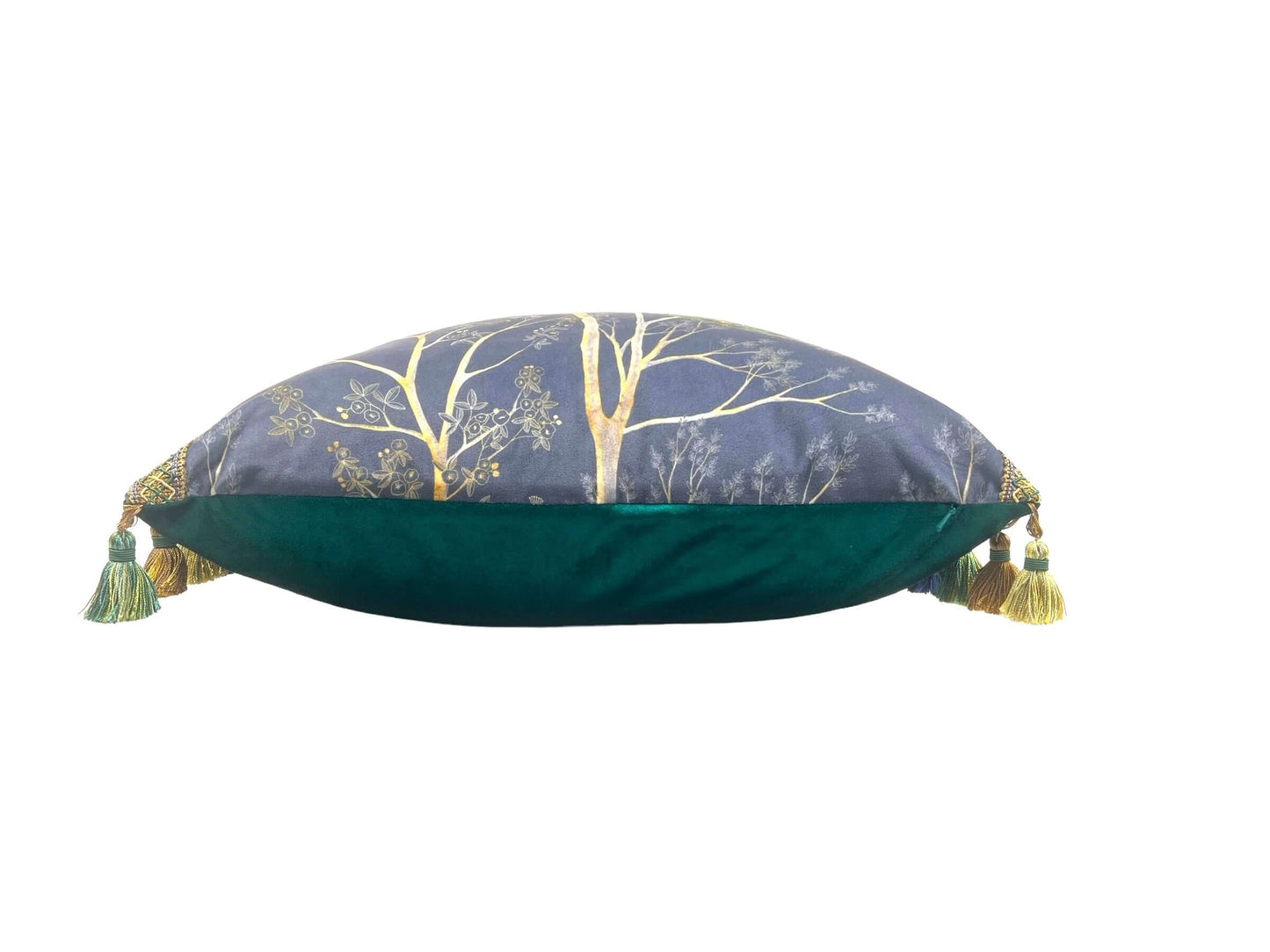 Reversible Peacock Velvet Pillow Cover Made to Order | Gray