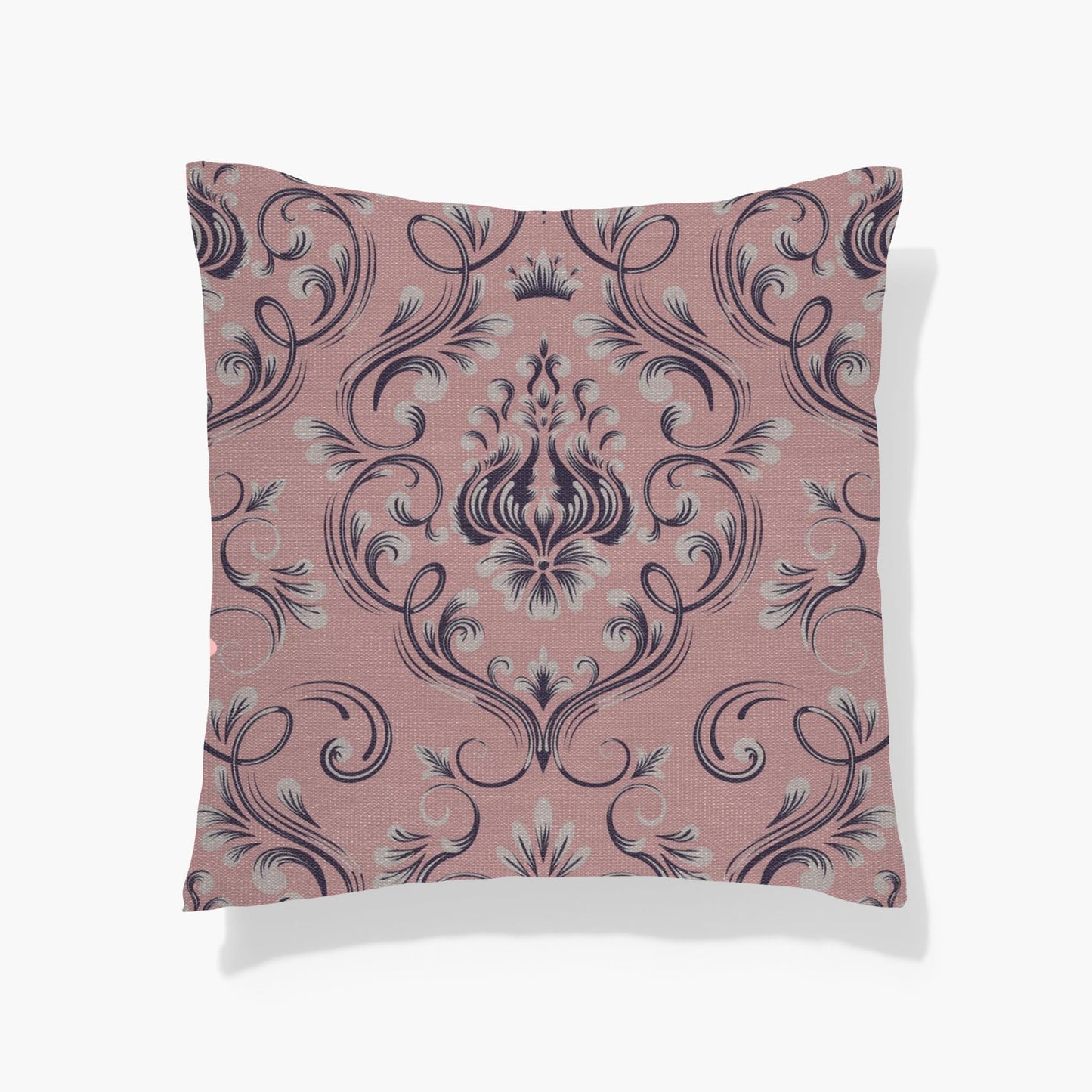 Pink And Navy Floral Damask Woven Pillow