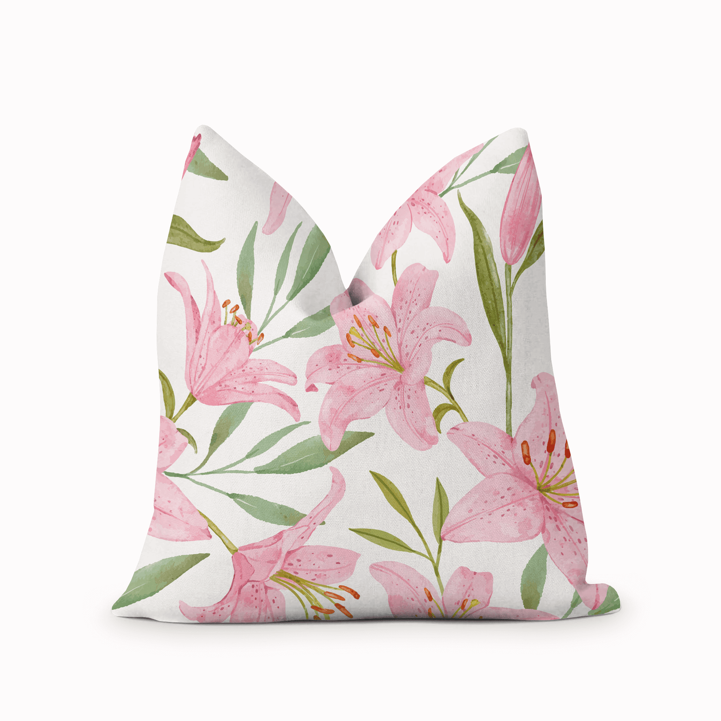 Floral Pink and White Tulips Pillow Cover