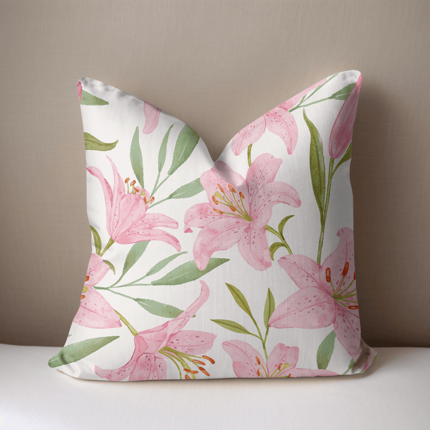 Floral Pink and White Tulips Pillow Cover