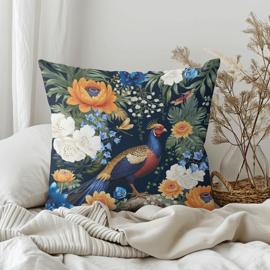 Golden Pheasant Faux Suede Pillow Cover with Insert
