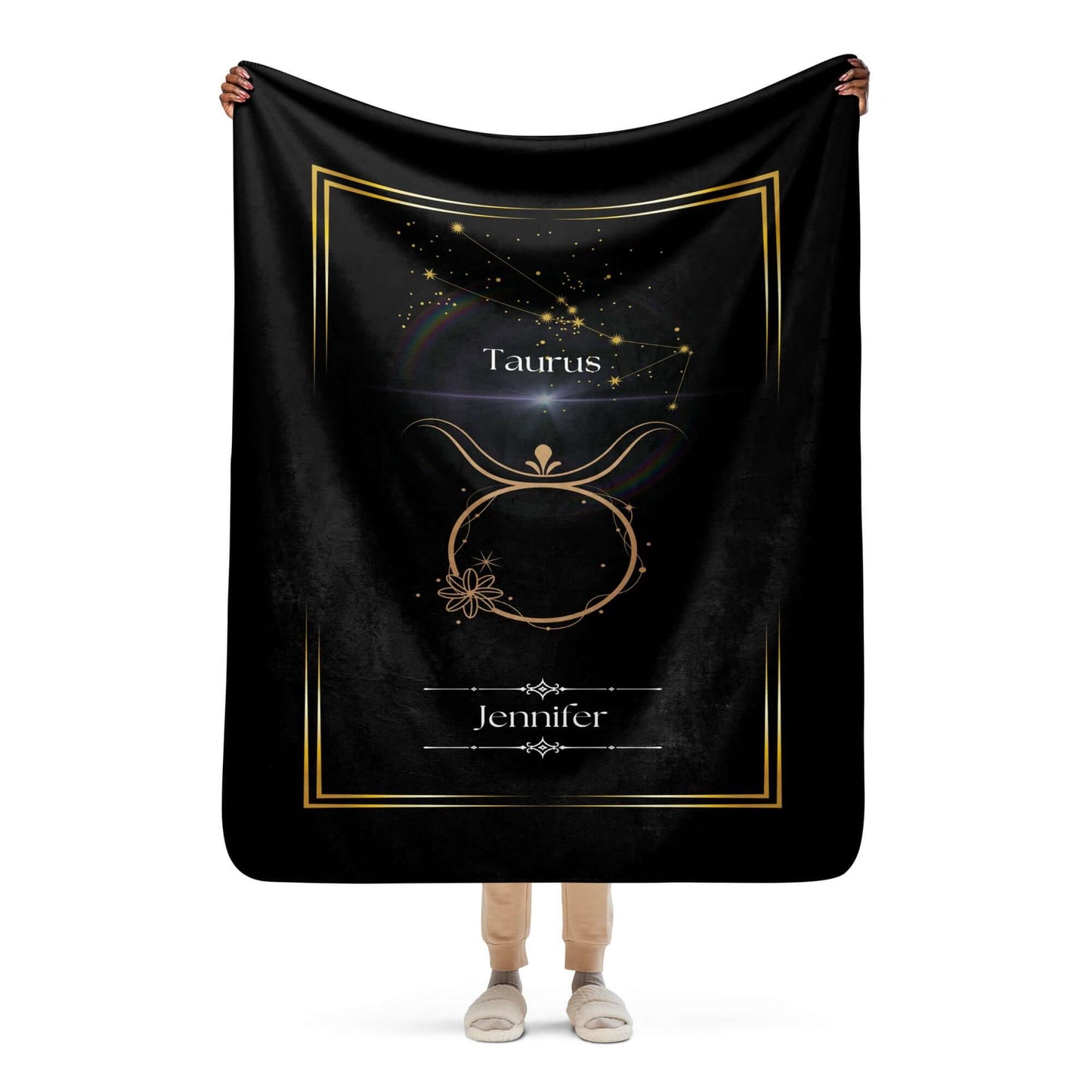 Personalized Taurus Zodiac Sign Sherpa Blanket