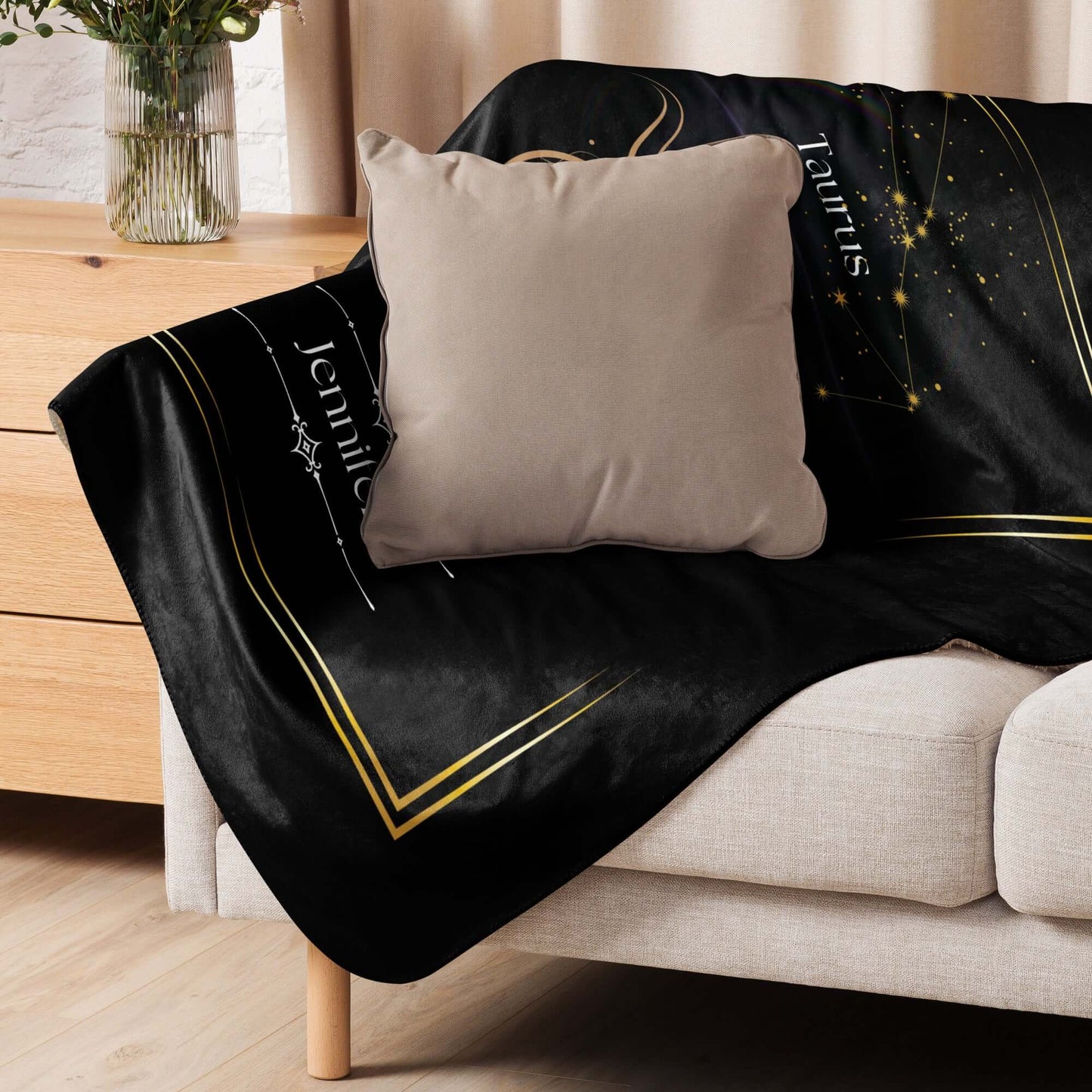 Personalized Taurus Zodiac Sign Sherpa Blanket