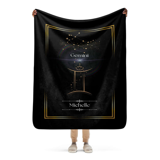 Personalized Gemini Zodiac Sign Sherpa Blanket