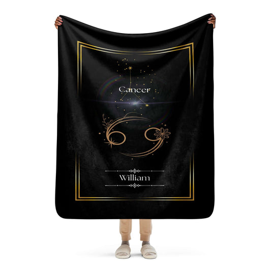Personalized Cancer Zodiac Sign Sherpa Blanket