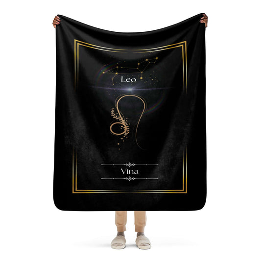 Personalized Leo Zodiac Sign Sherpa Blanket