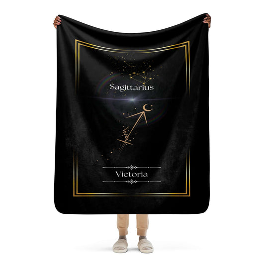 Personalized Sagittarius Zodiac Sign Sherpa Blanket