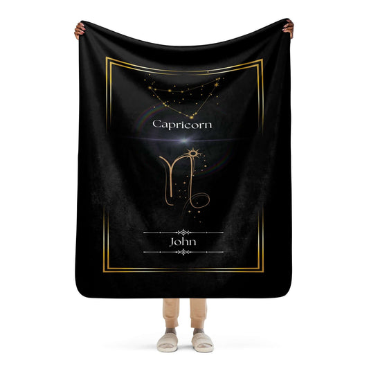 Personalized Capricorn Zodiac Sign Sherpa Blanket