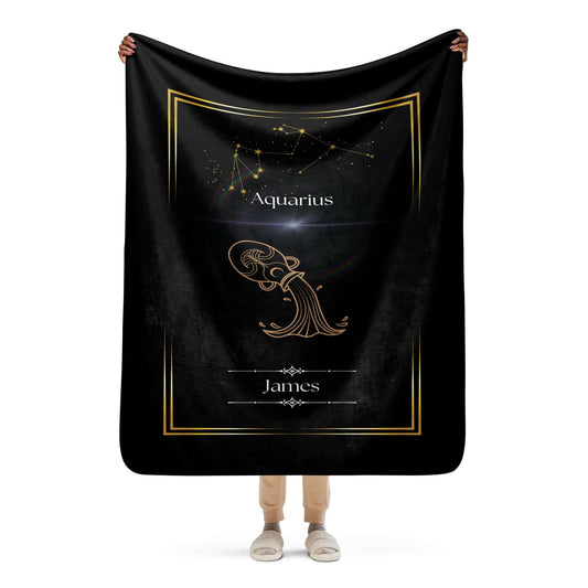 Personalized Aquarius Zodiac Sign Sherpa Blanket