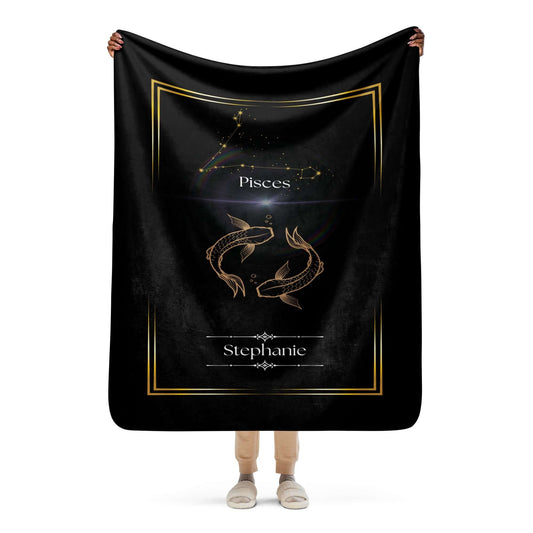 Personalized Pisces Zodiac Sign Sherpa Blanket