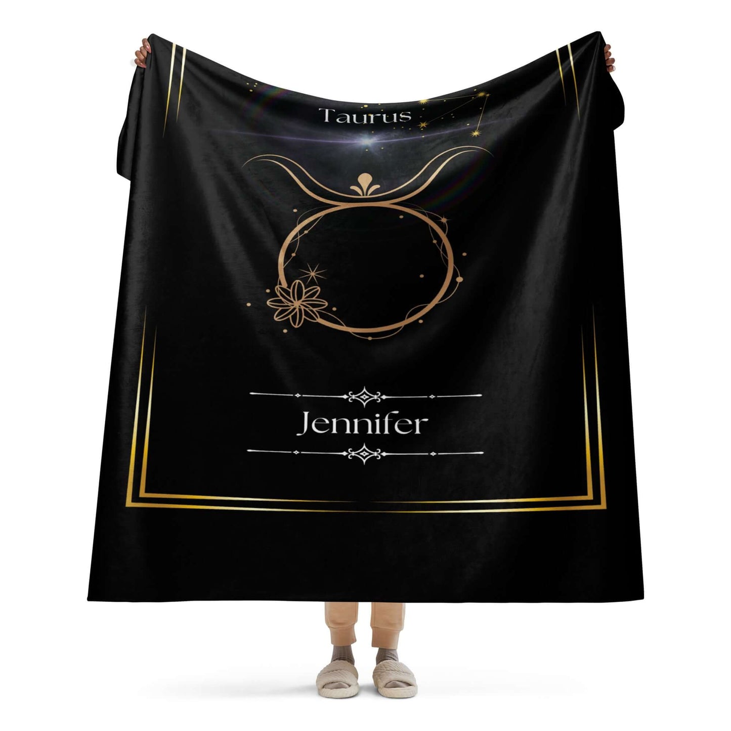 Personalized Taurus Zodiac Sign Sherpa Blanket