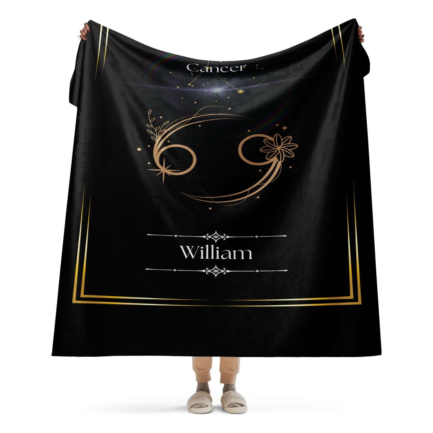 Personalized Cancer Zodiac Sign Sherpa Blanket