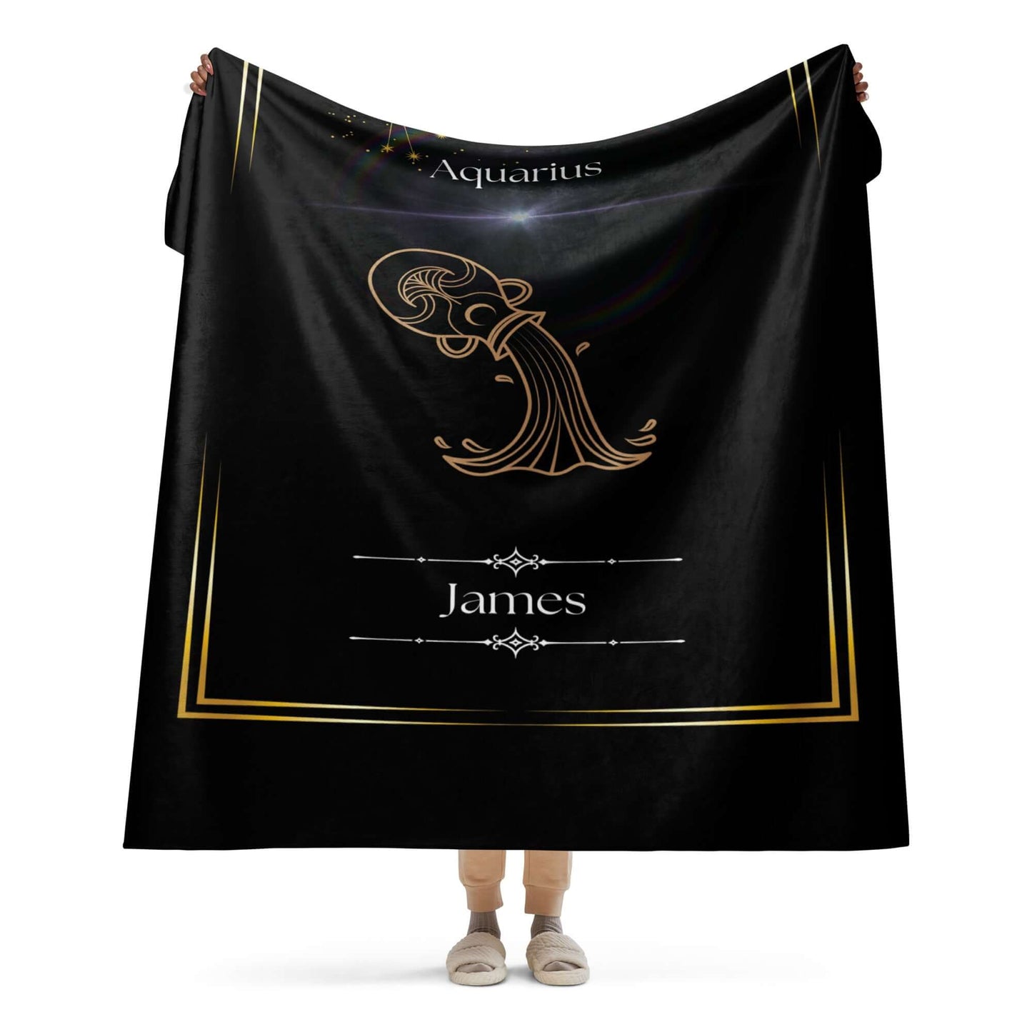 Personalized Aquarius Zodiac Sign Sherpa Blanket