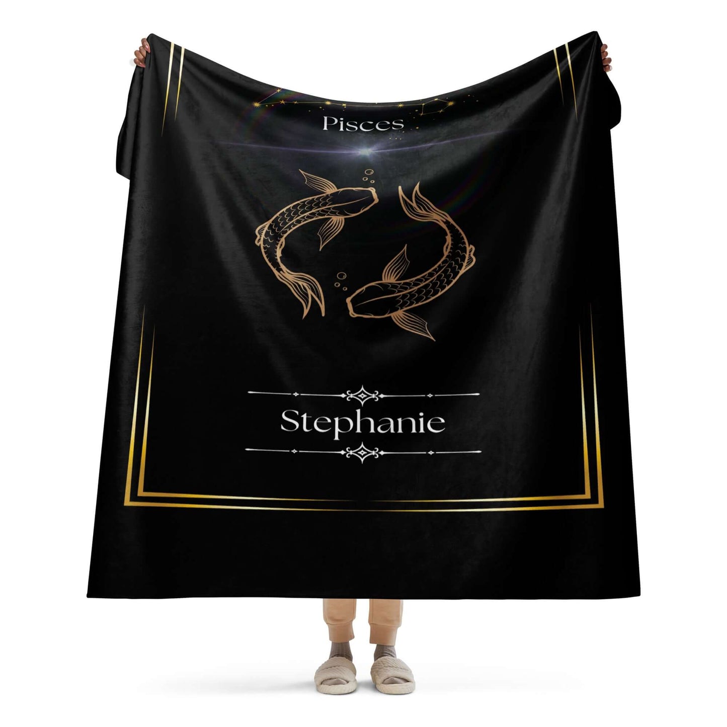 Personalized Pisces Zodiac Sign Sherpa Blanket