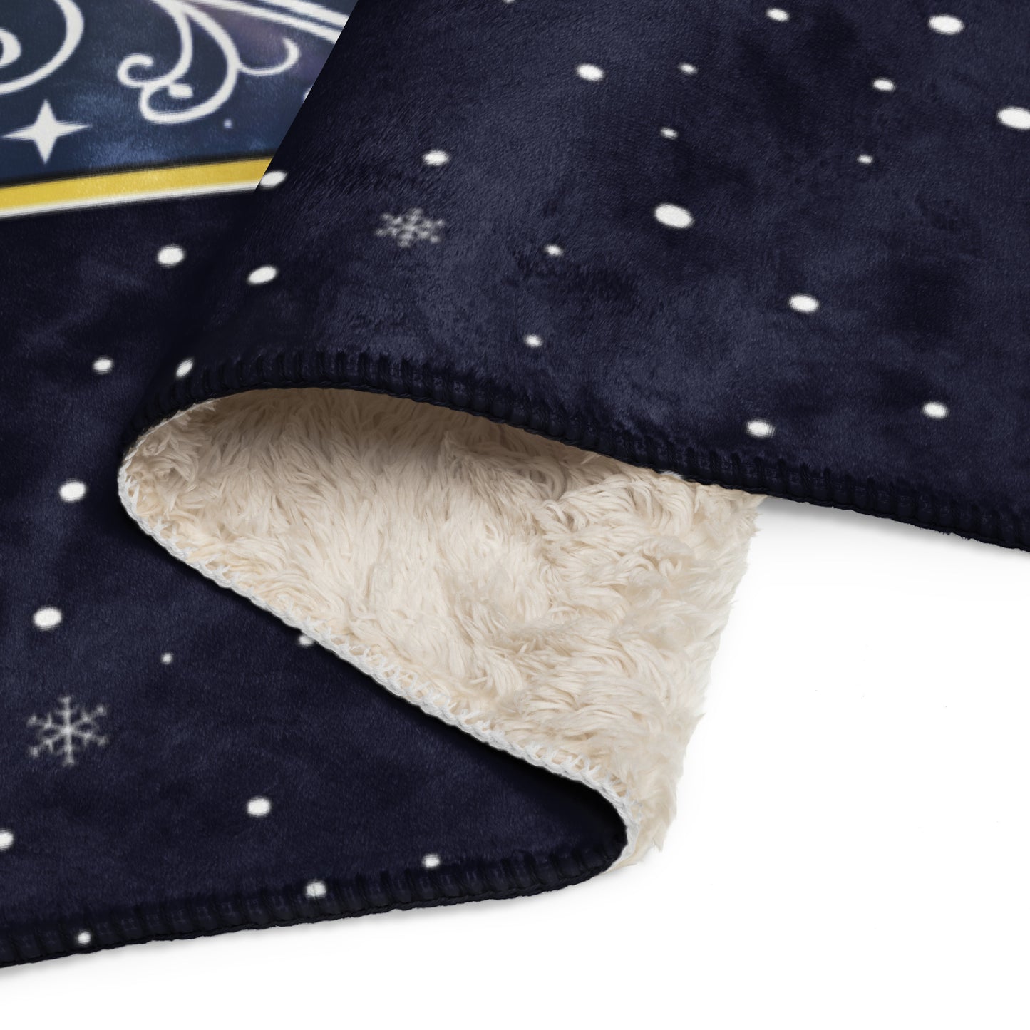 Closeup view of the Personalized Silent Night Christmas Blanket against a white background
