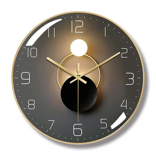 12-Inch Art Deco Wall Clock with Silent Mechanism | Dk Gray