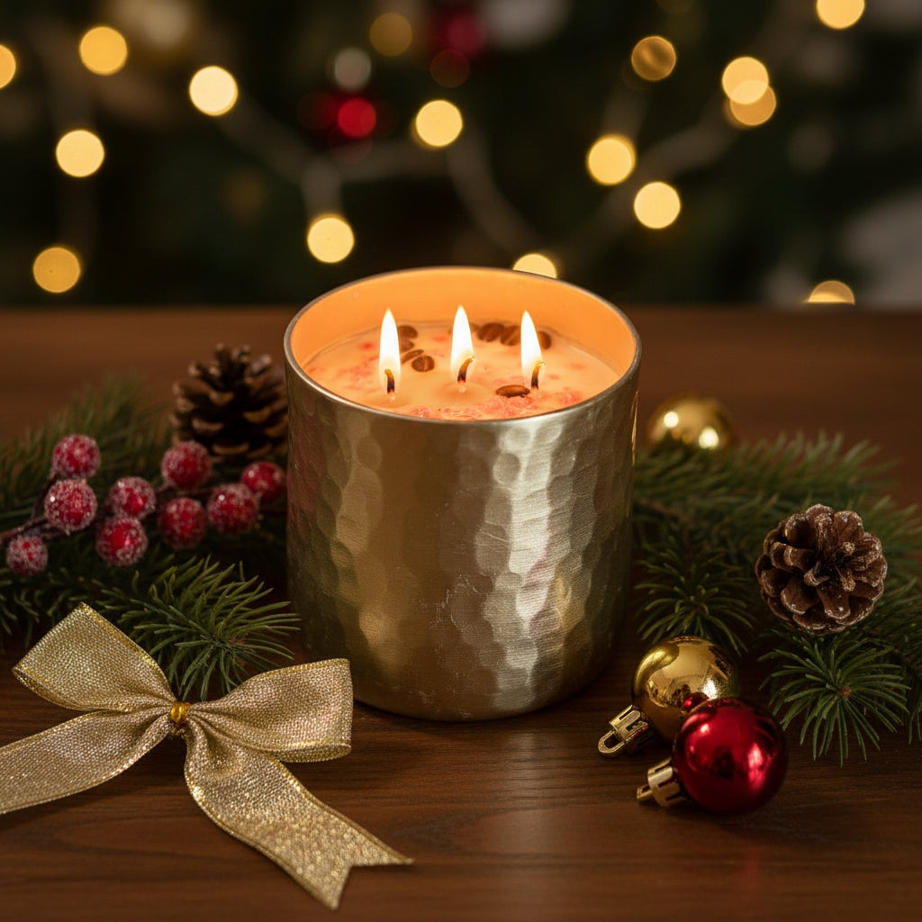 Gold Jumbo Soy Candle in Peppermint Mocha
