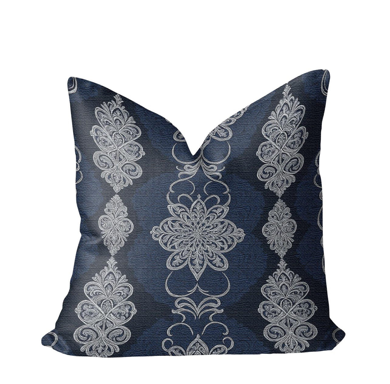 Navy White Damask Print Pillow with Insert