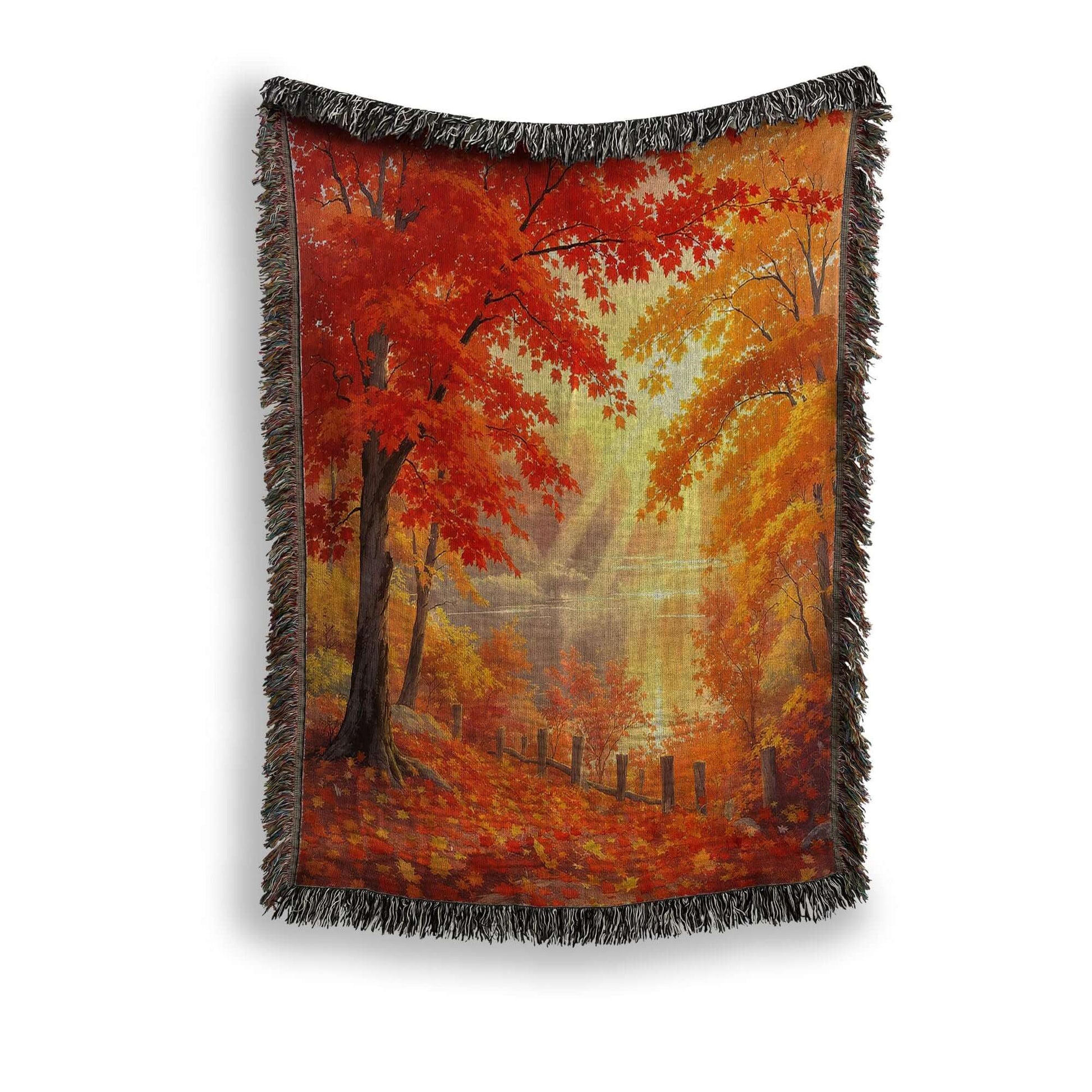 Autumn Day Woven Blanket Tapestry on a white background