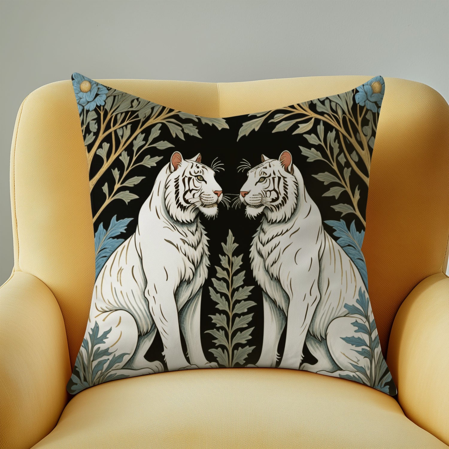 White Tiger Woven Pillow