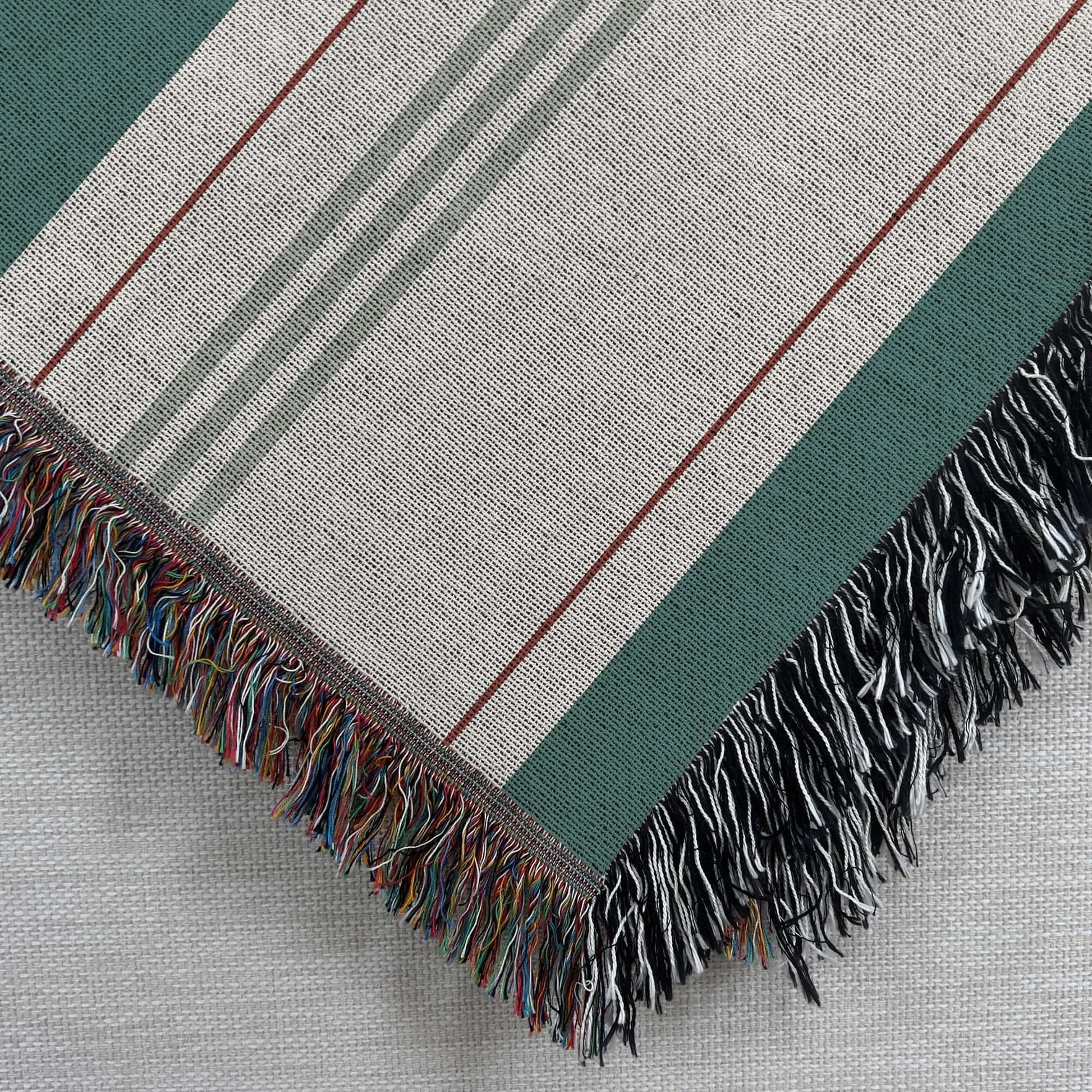 Corner view of the Personalized Striped Woven Blanket