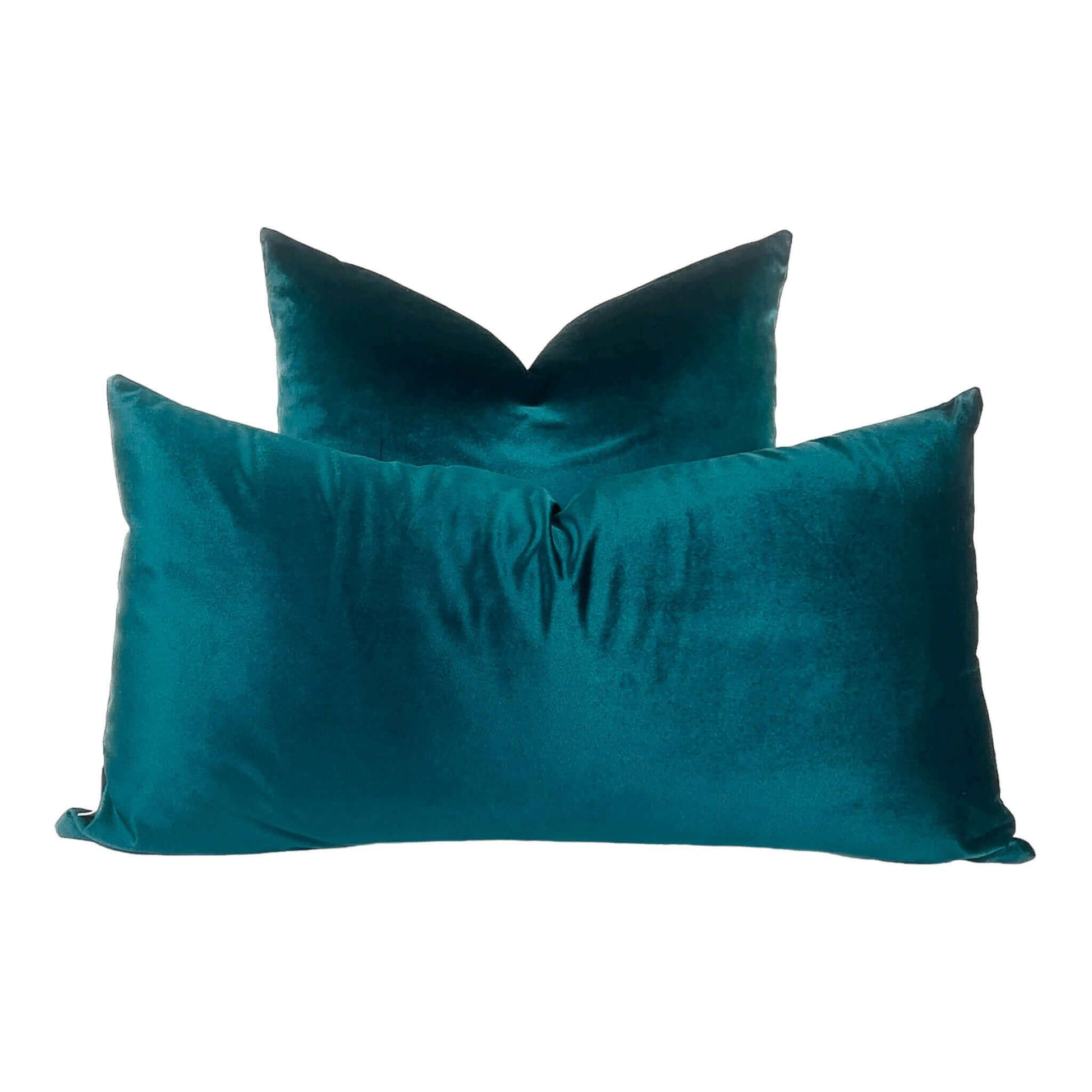 Teal Luminous Velvet Lumbar Pillow Luxe Decor - Main Image