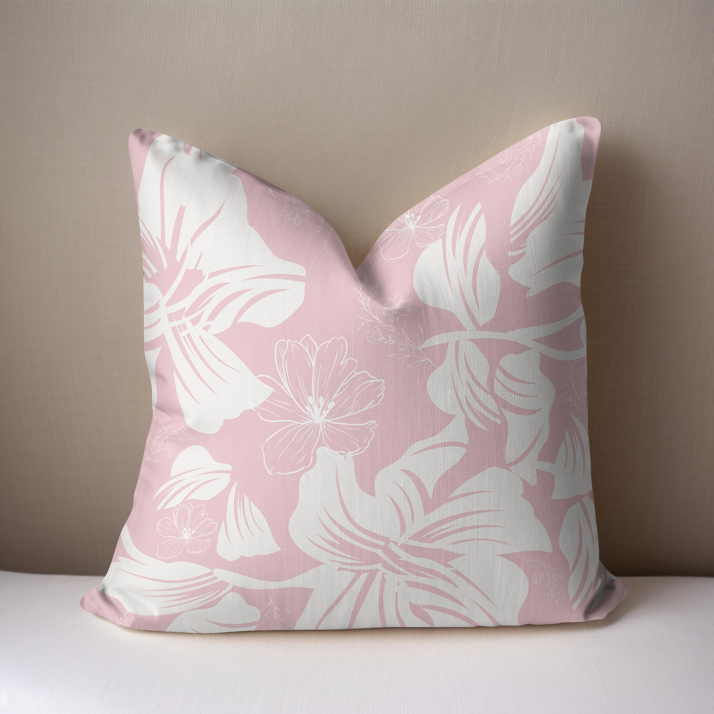 Pink and White Floral Pillow Cover