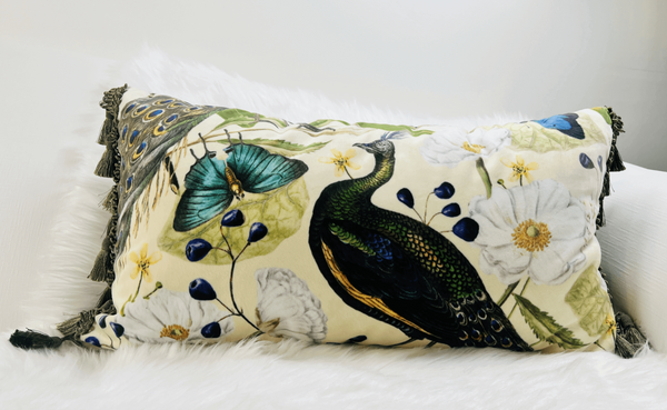 Luxury Peacock Velvet Pillow Cover Lined in Satin