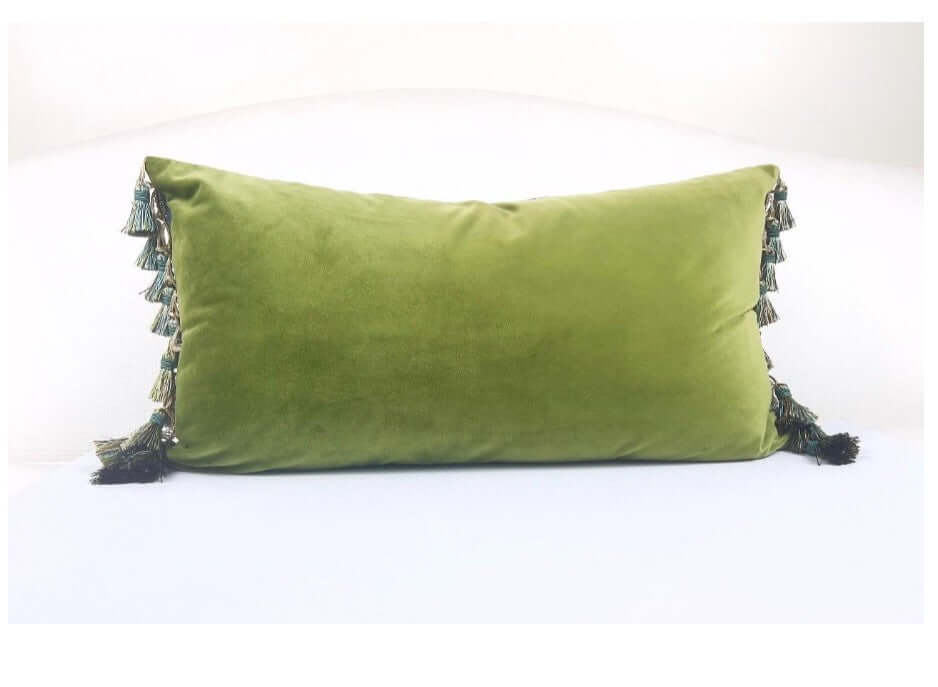 Peacock Velvet Lumbar Pillow Cover with Satin Lining