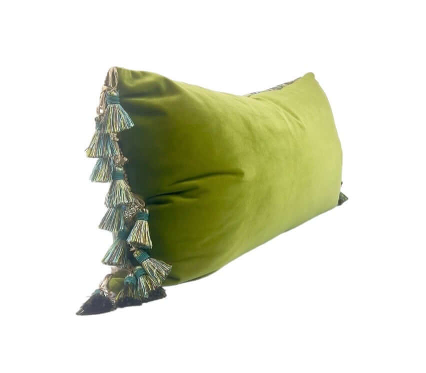 Peacock Velvet Lumbar Pillow Cover with Satin Lining