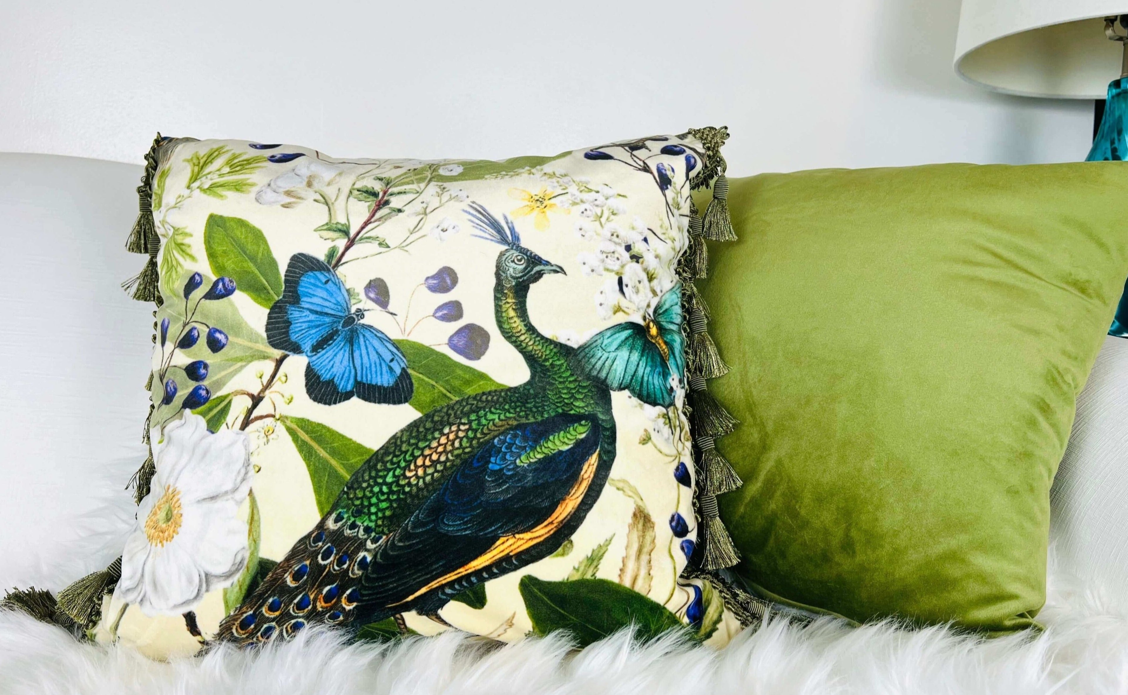 Luxury Peacock Velvet Pillow Cover Made to Order