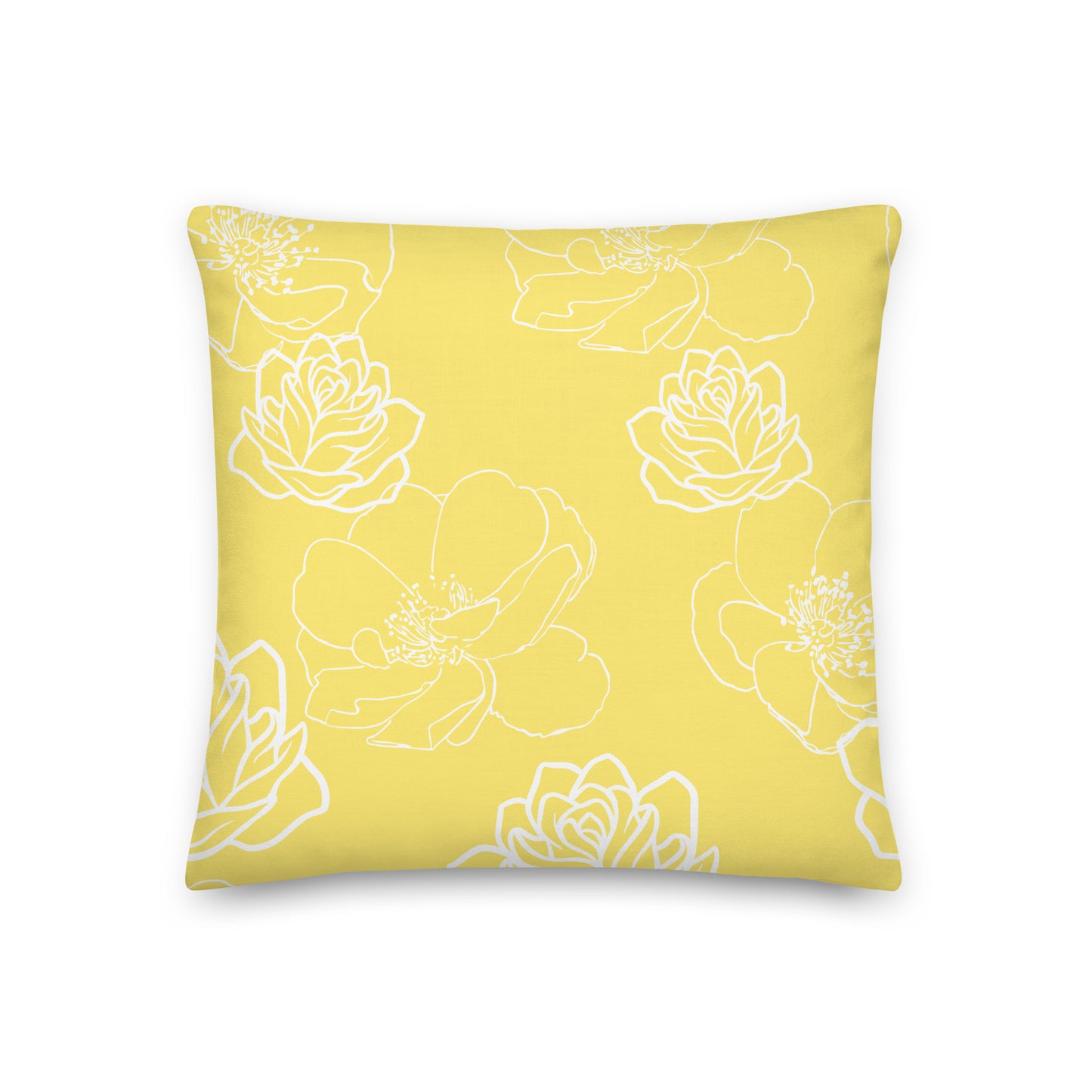 Yellow and white pillow. 