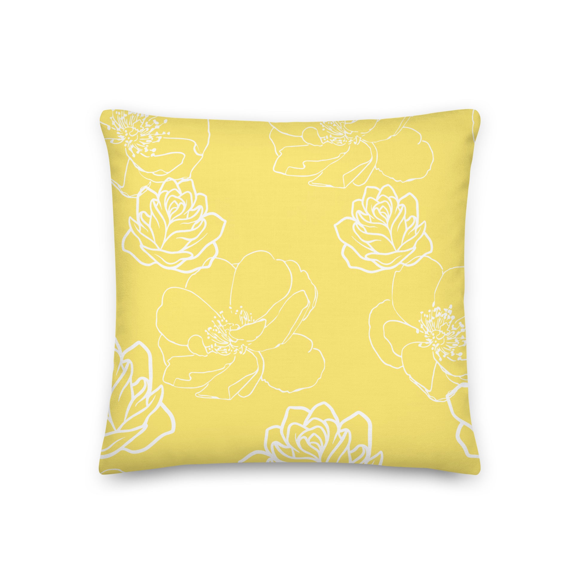 Yellow and white pillow. 