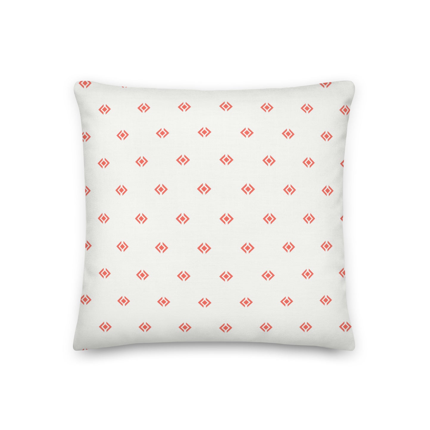 Coral and white geometric print pillow 