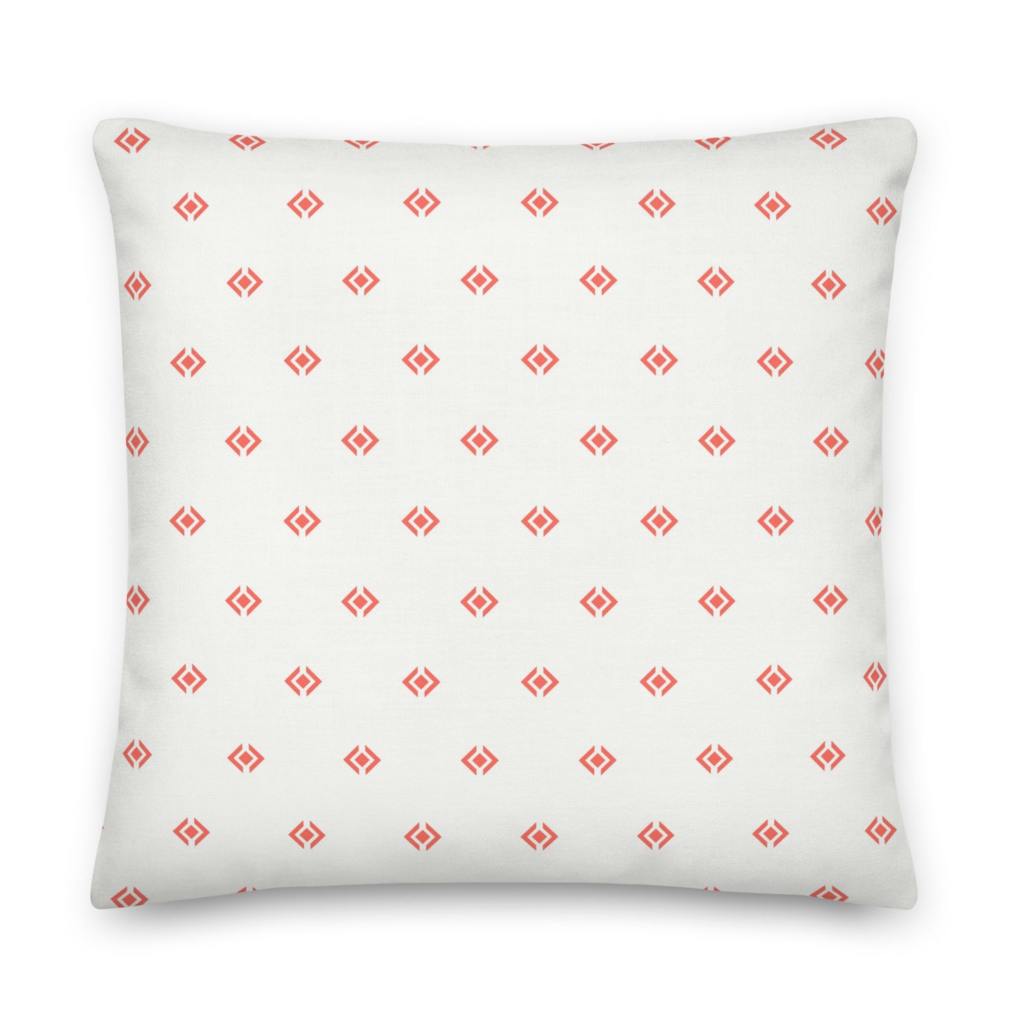 Coral and white geometric print pillow 