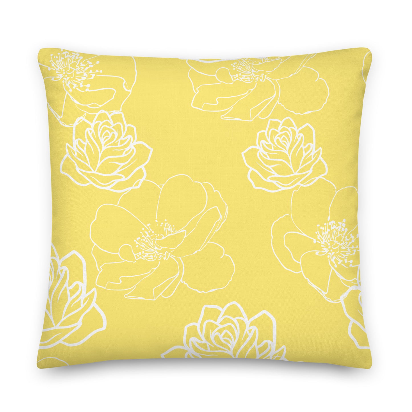 Yellow and white pillow. 
