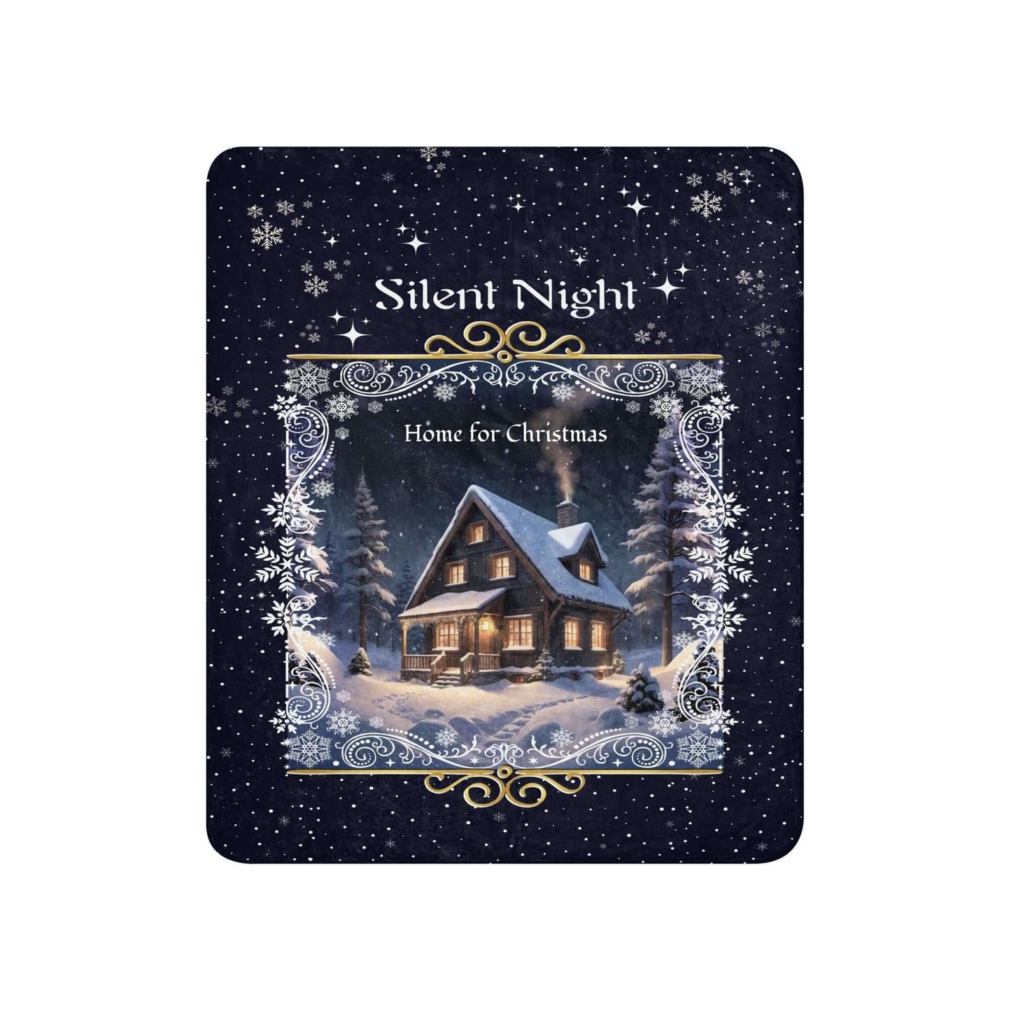Personalized Silent Night Christmas Blanket against a white background