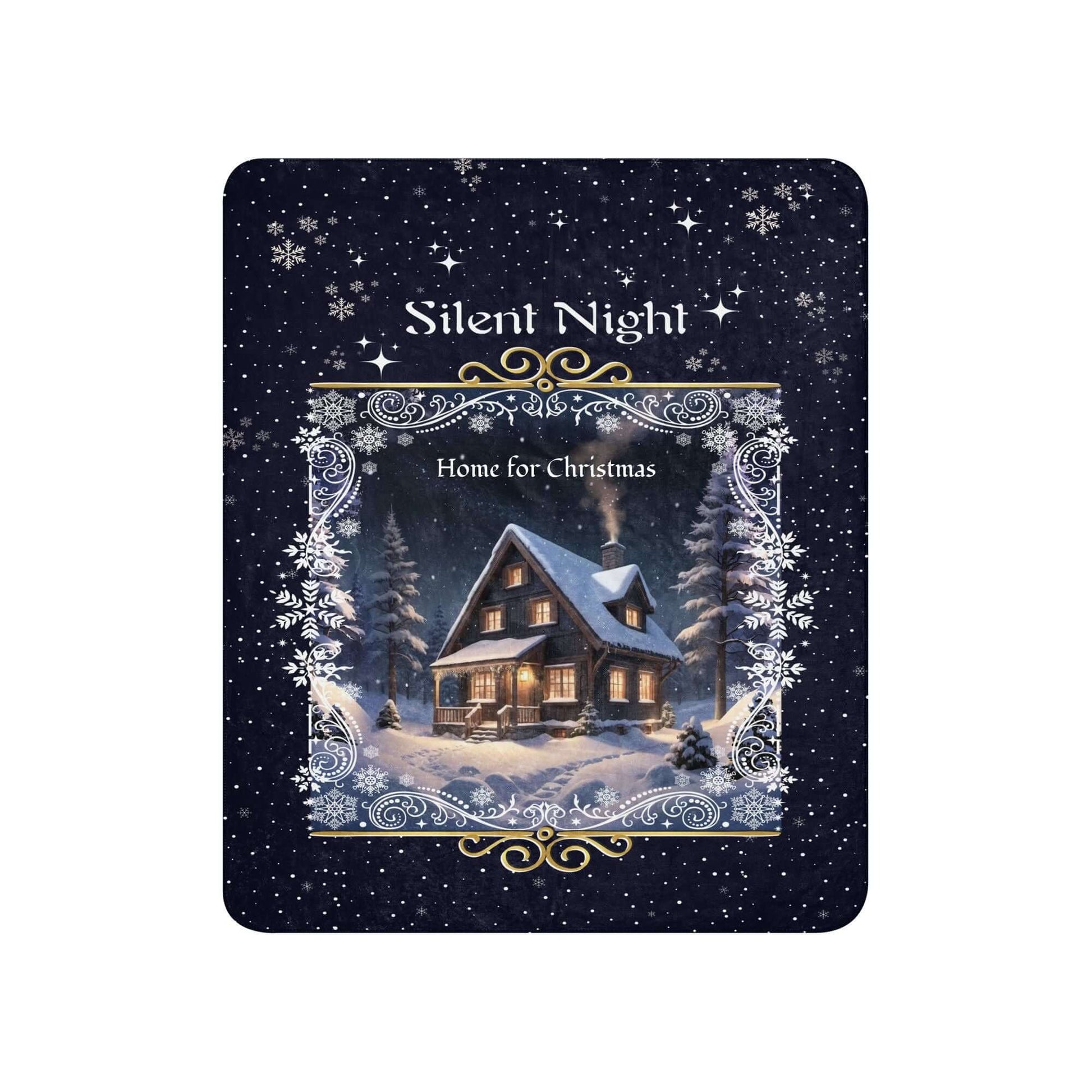 Personalized Silent Night Christmas Blanket against a white background